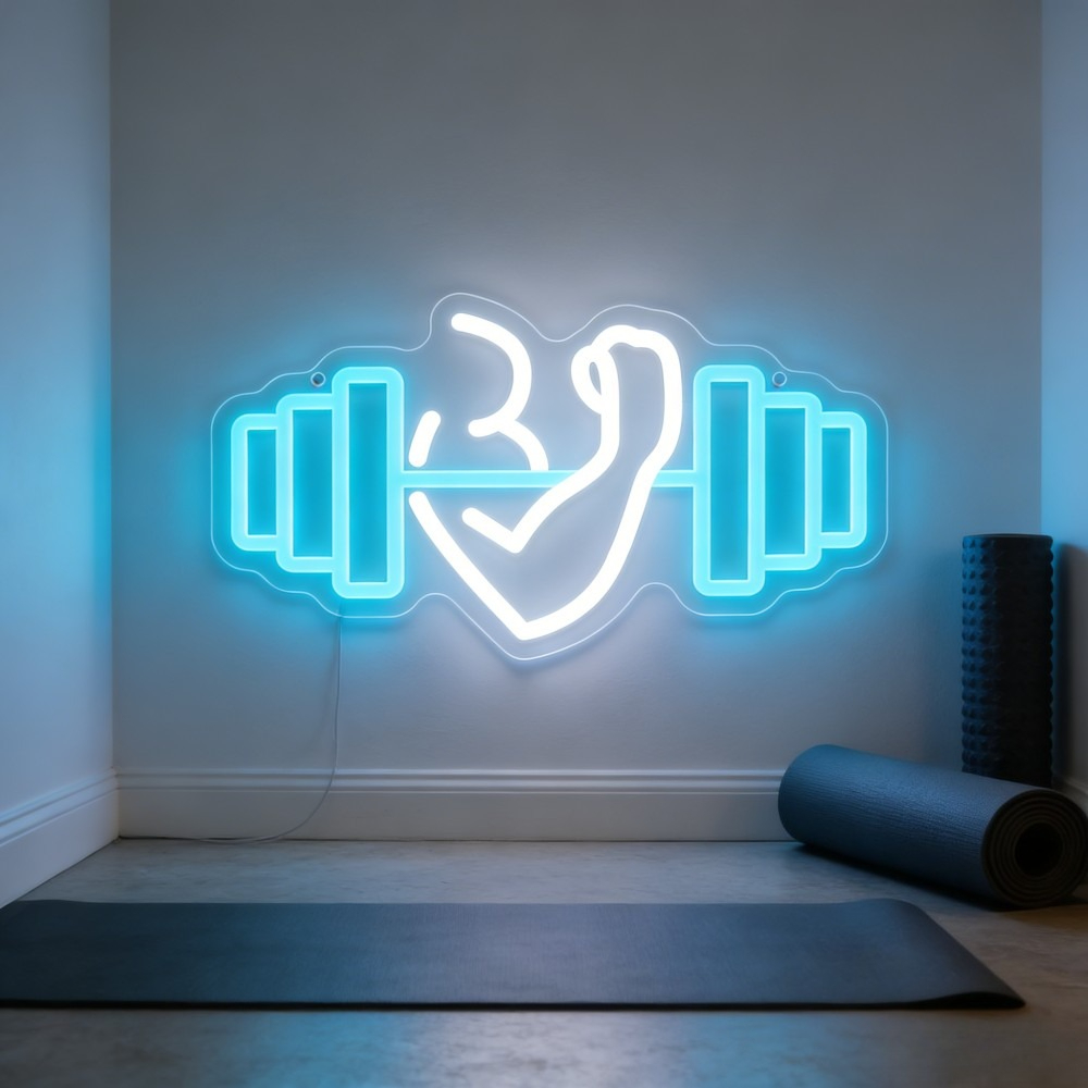 Yoga Fitness Rooms - Letreiro Neon LED de Bíceps com