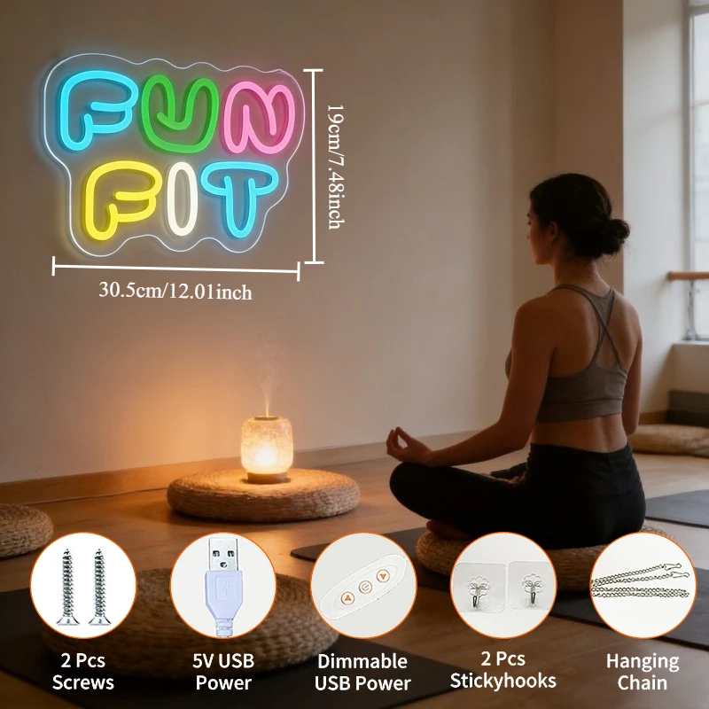 Letreiro Neon LED Divertido em - Yoga Fitness Rooms avaliação e preço