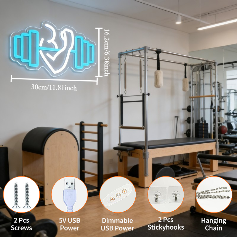 Letreiro Neon LED de Bíceps co - Yoga Fitness Rooms avaliação e preço